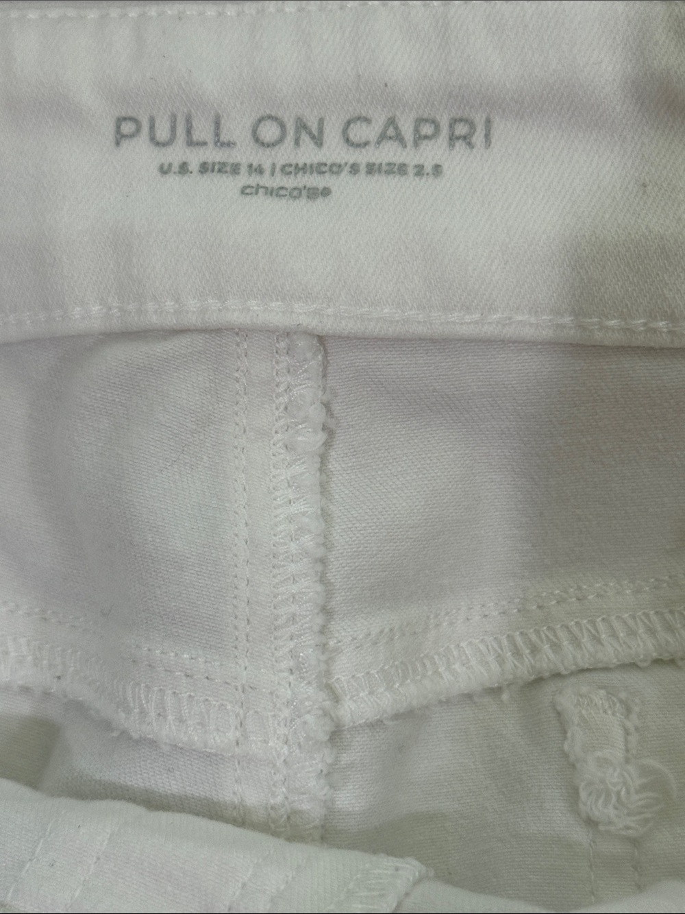 Chico's White Pull On Capri with Fringe-Hem Jeans - Picture 3 of 6